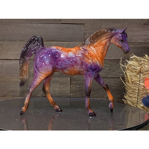 Hartland Custom Horse Paddock Pal Tennessee Walking Horse Ink Swirl Purples & Orange