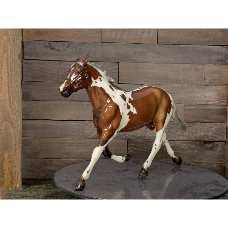 Breyer OF Horse Pacer Silver Bay Pinto With Blue Ribbon Sticker Rockford