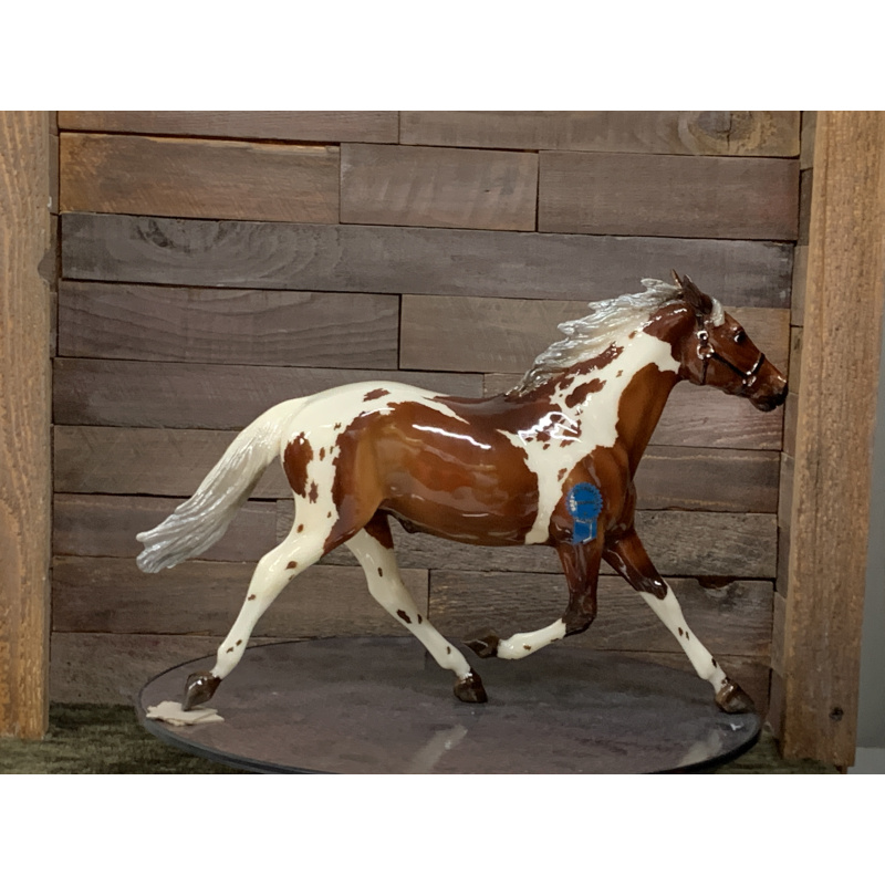 Breyer OF Horse Pacer Silver Bay Pinto With Blue Ribbon Sticker Rockford
