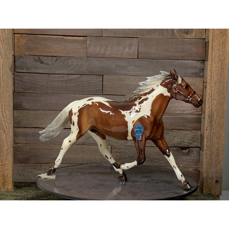 Breyer OF Horse Pacer Silver Bay Pinto With Blue Ribbon Sticker Rockford