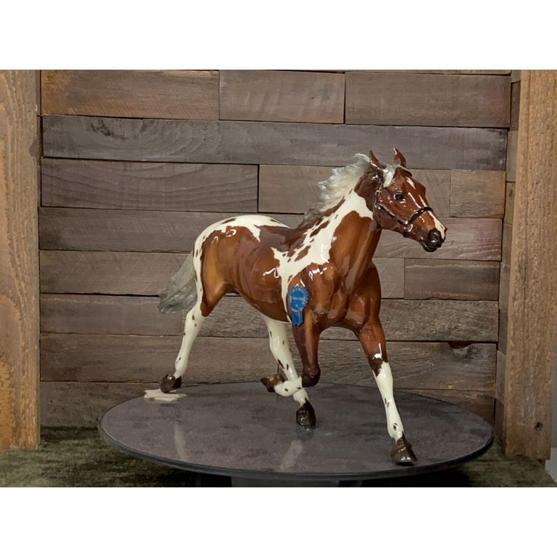 Breyer OF Horse Pacer Silver Bay Pinto With Blue Ribbon Sticker Rockford