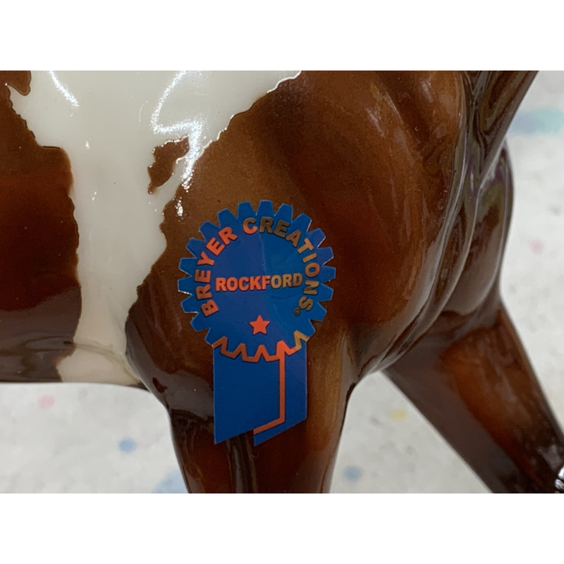 Breyer OF Horse Pacer Silver Bay Pinto With Blue Ribbon Sticker Rockford