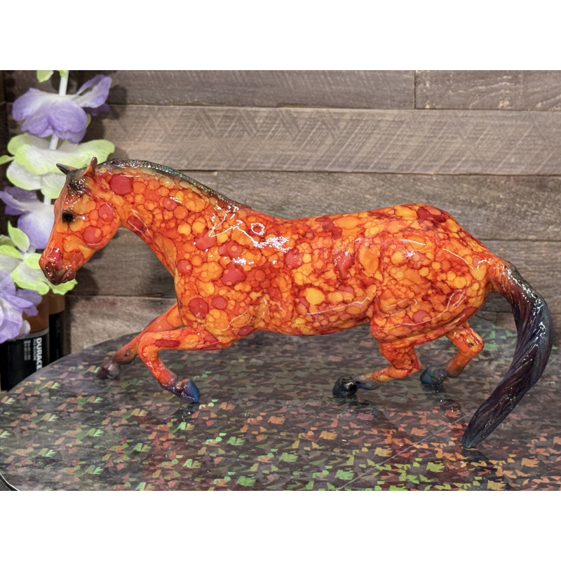 Breyer Custom Horse Classic Barrel Horse Marbled Red Yellow Orange