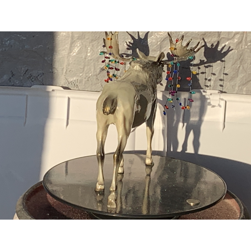 Breyer Custom Animal Traditional Holographic Moose Christmas In July With Christmas Lights On His Antlers