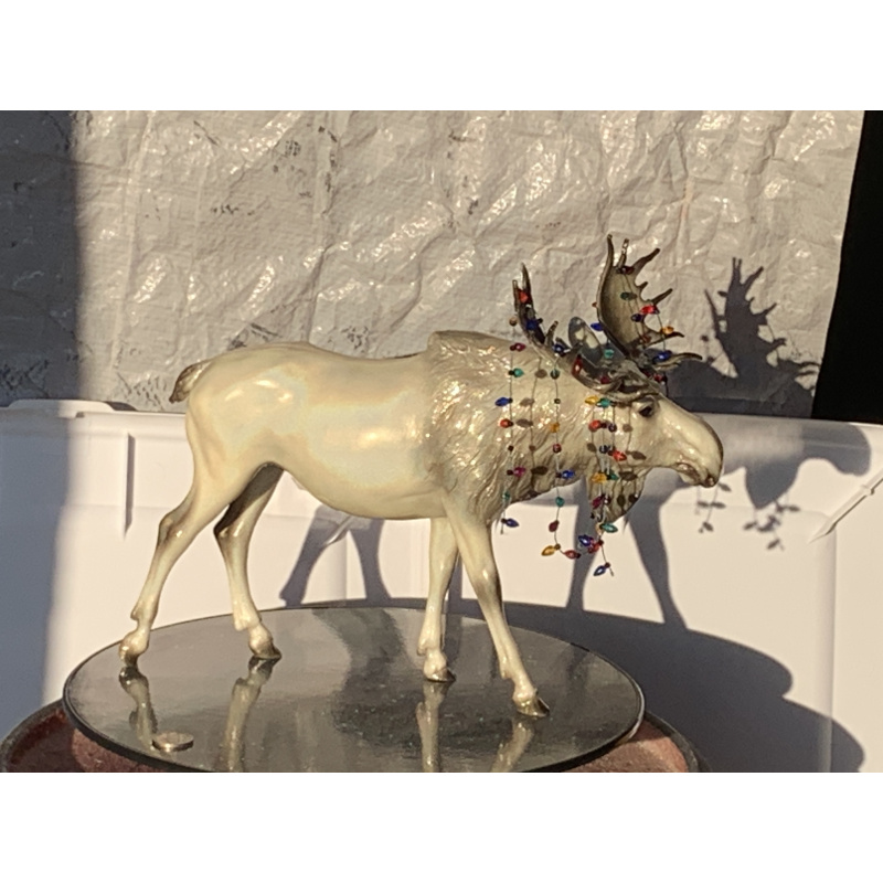 Breyer Custom Animal Traditional Holographic Moose Christmas In July With Christmas Lights On His Antlers