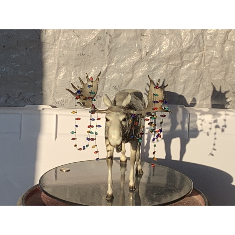 Breyer Custom Animal Traditional Holographic Moose Christmas In July With Christmas Lights On His Antlers