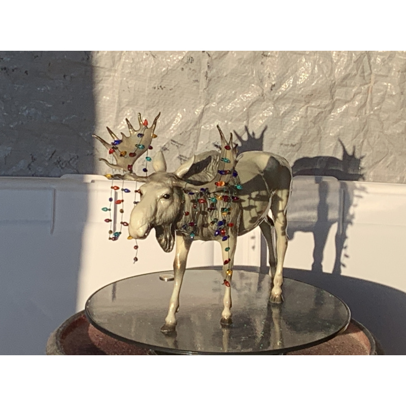 Breyer Custom Animal Traditional Holographic Moose Christmas In July With Christmas Lights On His Antlers