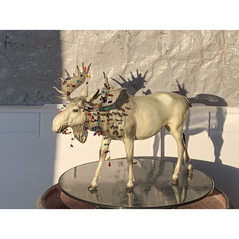 Breyer Custom Animal Traditional Holographic Moose Christmas In July With Christmas Lights On His Antlers