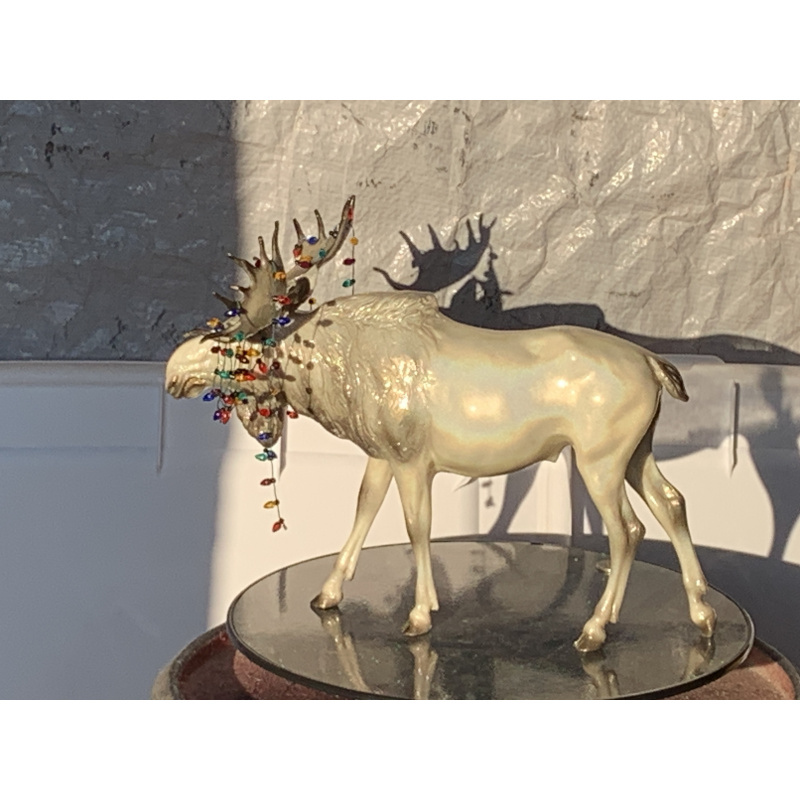 Breyer Custom Animal Traditional Holographic Moose Christmas In July With Christmas Lights On His Antlers