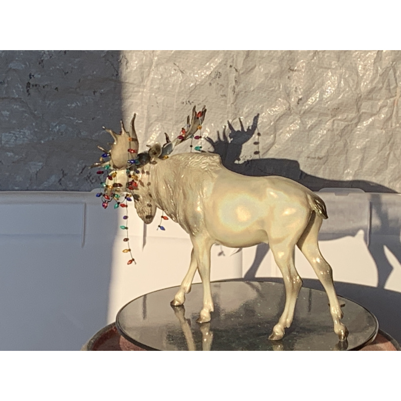 Breyer Custom Animal Traditional Holographic Moose Christmas In July With Christmas Lights On His Antlers