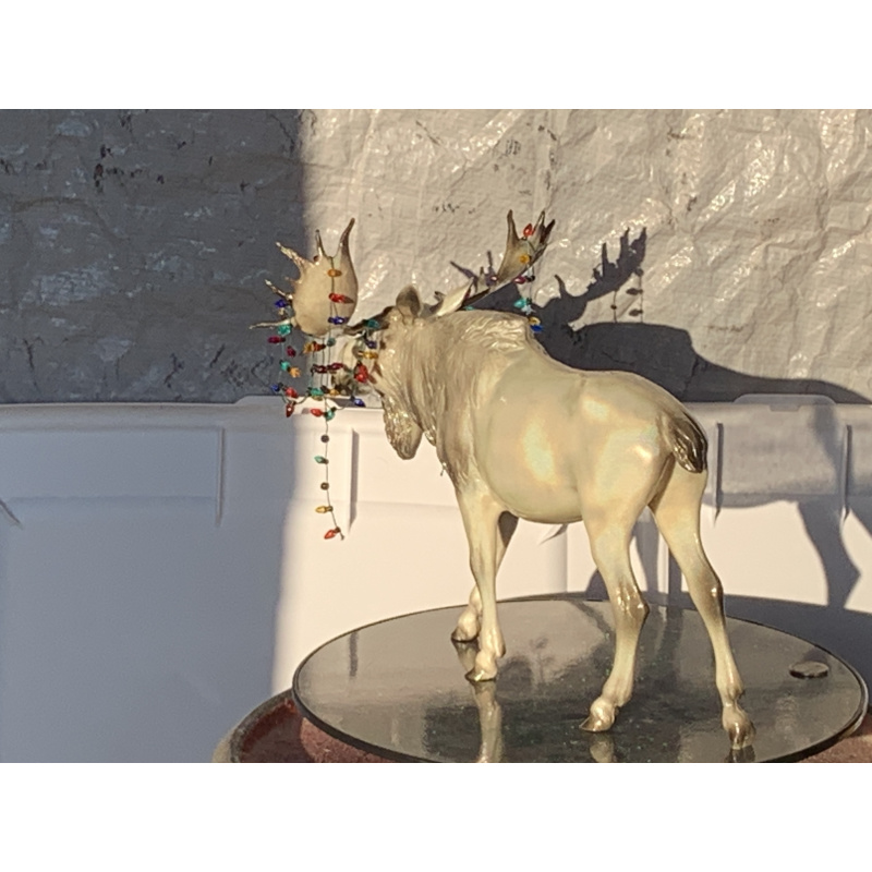 Breyer Custom Animal Traditional Holographic Moose Christmas In July With Christmas Lights On His Antlers