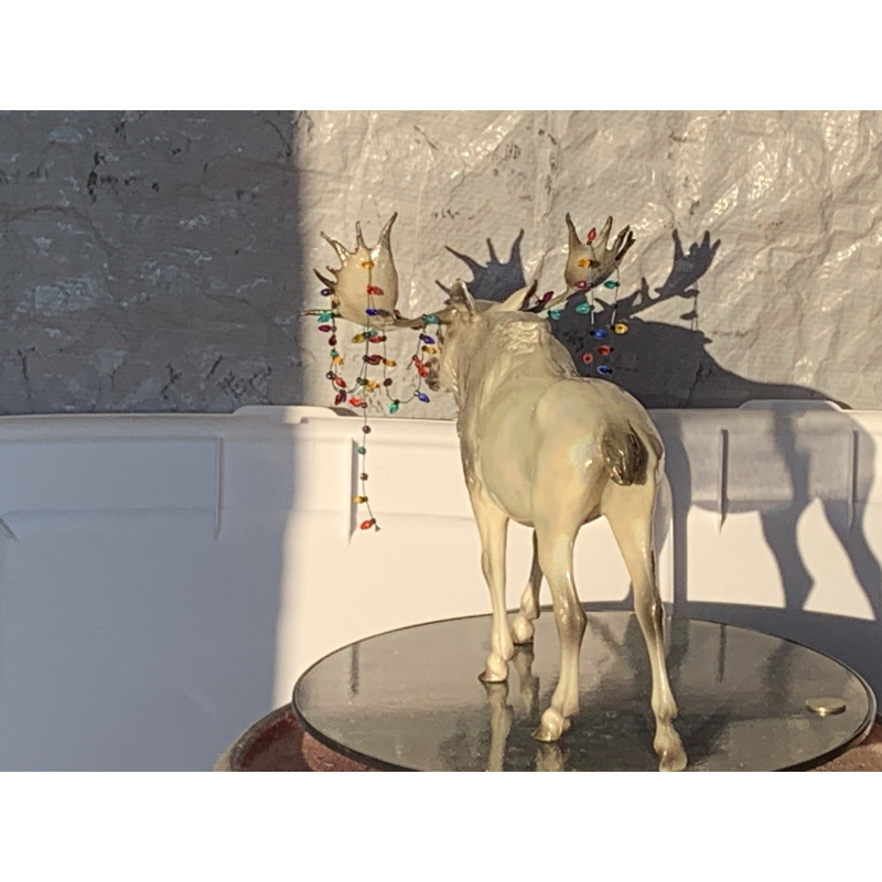 Breyer Custom Animal Traditional Holographic Moose Christmas In July With Christmas Lights On His Antlers