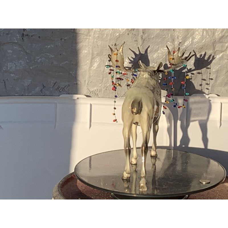 Breyer Custom Animal Traditional Holographic Moose Christmas In July With Christmas Lights On His Antlers