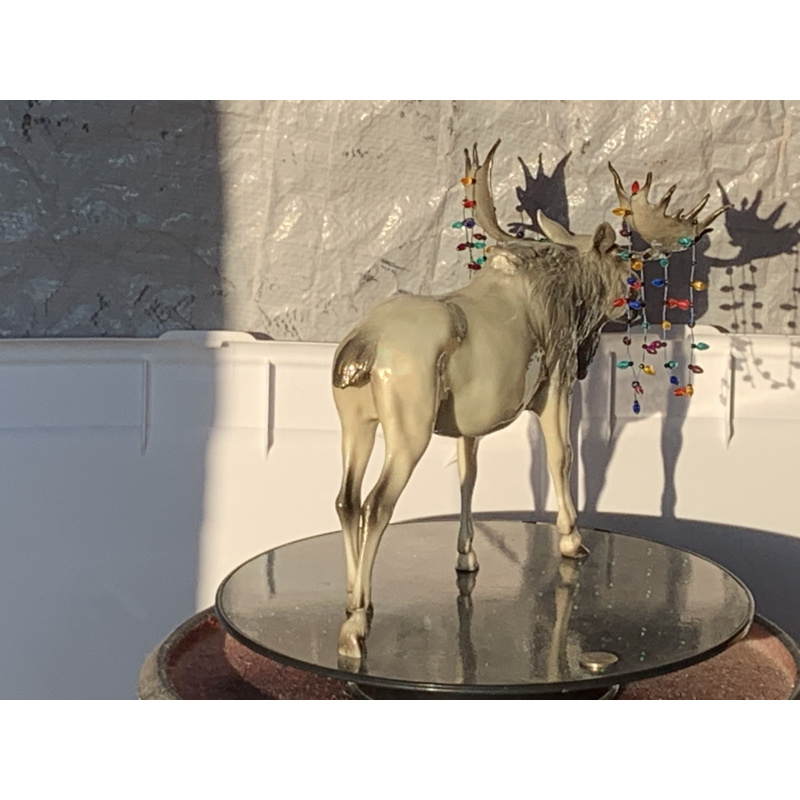 Breyer Custom Animal Traditional Holographic Moose Christmas In July With Christmas Lights On His Antlers