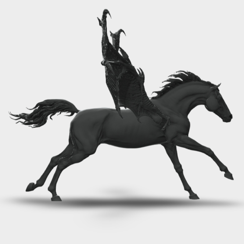 LTD Edition Halloween horse - Nosferatu - white resin. Curio Scale