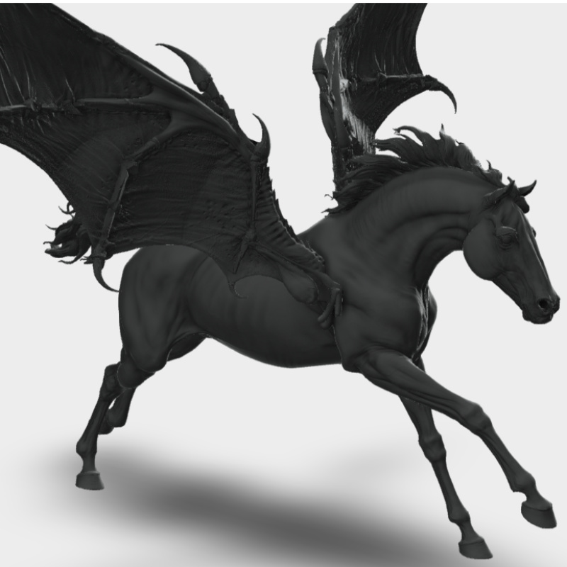 LTD Edition Halloween horse - Nosferatu - white resin. Curio Scale