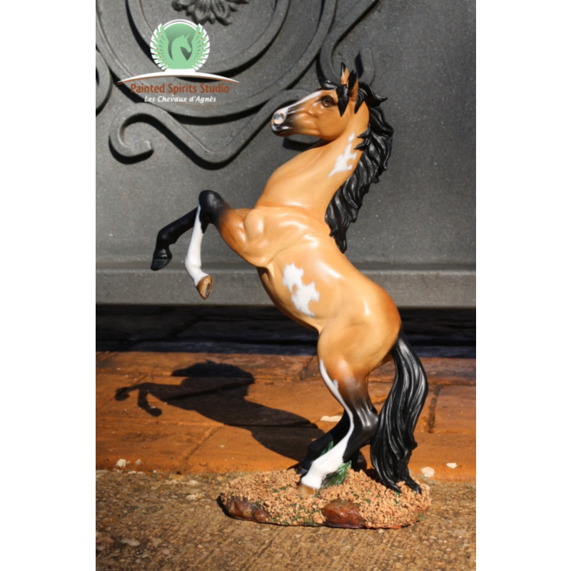 Pathfinder - CM resin Asian sculpture style to buckskin pinto.