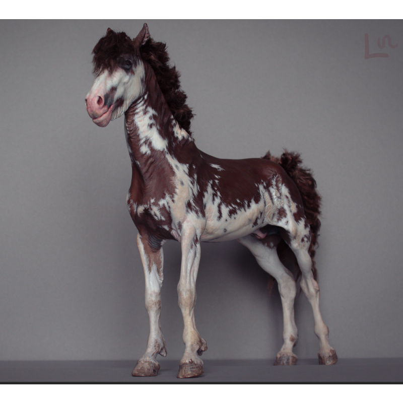 Bleikur artist resin with mohair dark red sabino