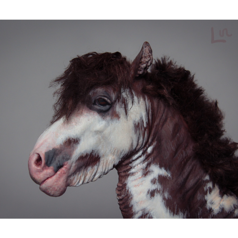 Bleikur artist resin with mohair dark red sabino